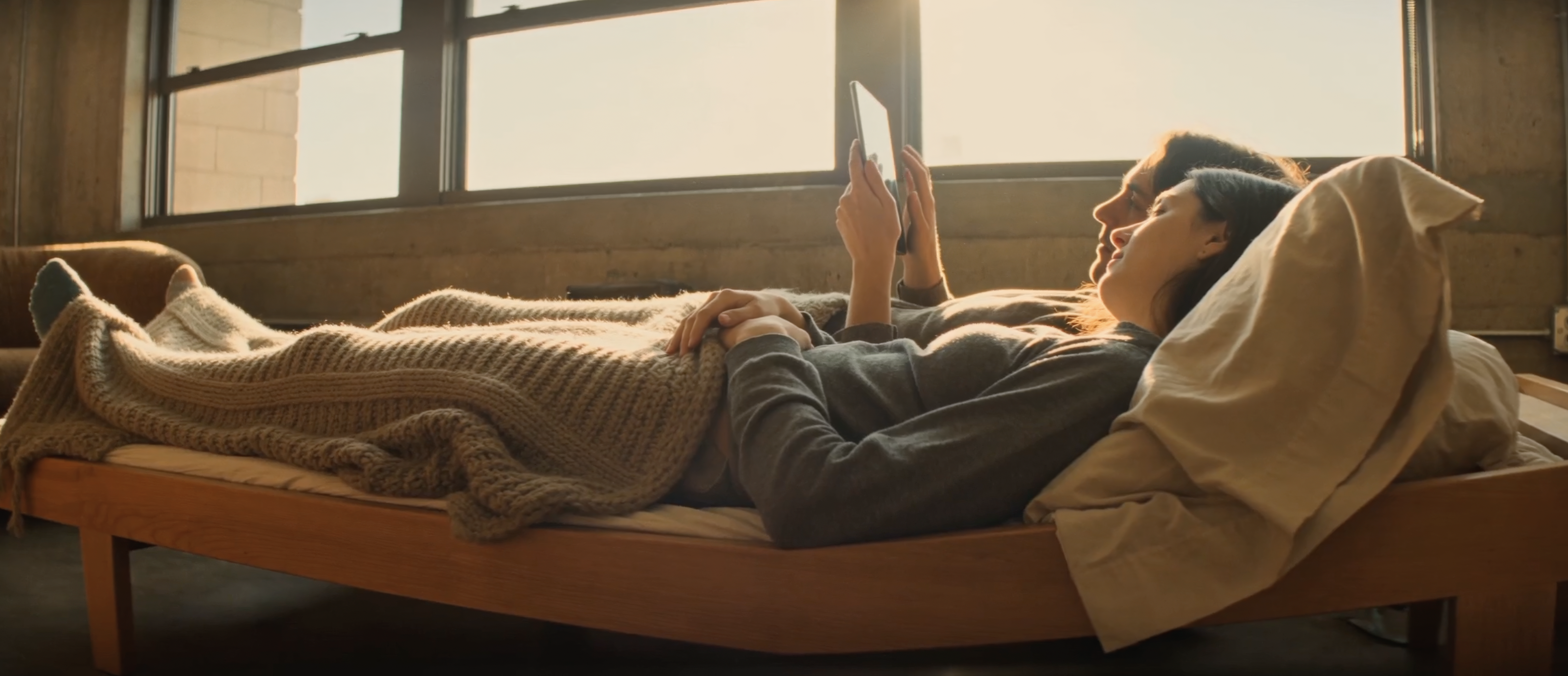 Two people relaxing together
